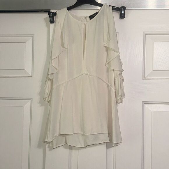 THEORY Desiraya Cold Shoulder Silk Blouse - Picture 1 of 5